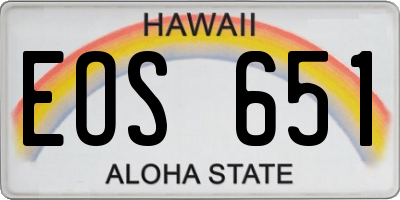 HI license plate EOS651