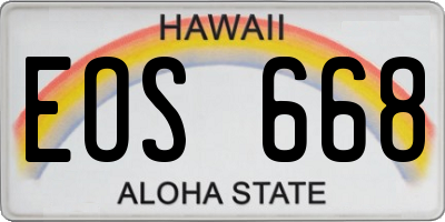 HI license plate EOS668