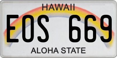 HI license plate EOS669