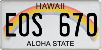 HI license plate EOS670