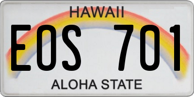 HI license plate EOS701