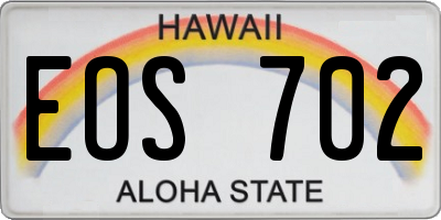 HI license plate EOS702
