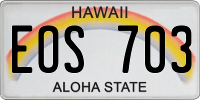 HI license plate EOS703