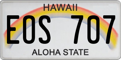 HI license plate EOS707