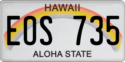 HI license plate EOS735