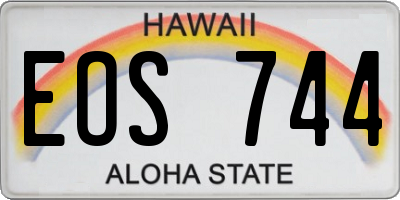 HI license plate EOS744
