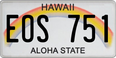 HI license plate EOS751