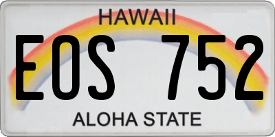 HI license plate EOS752