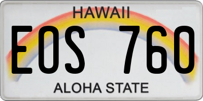 HI license plate EOS760