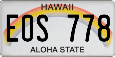 HI license plate EOS778