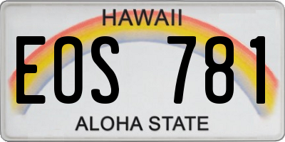 HI license plate EOS781
