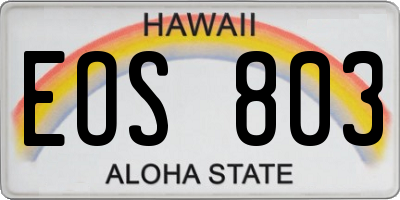 HI license plate EOS803