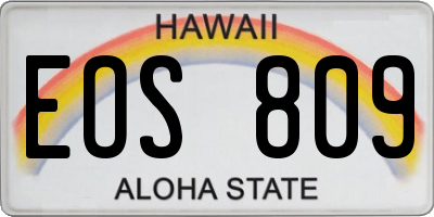 HI license plate EOS809