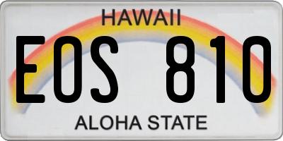 HI license plate EOS810