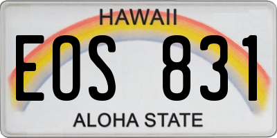HI license plate EOS831