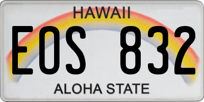 HI license plate EOS832