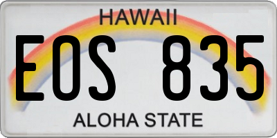 HI license plate EOS835