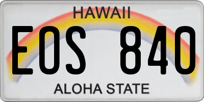 HI license plate EOS840