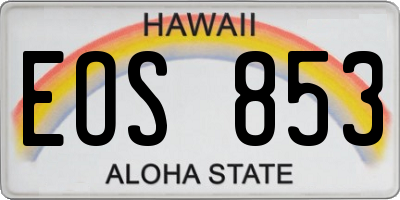 HI license plate EOS853