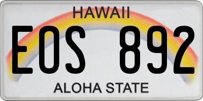 HI license plate EOS892