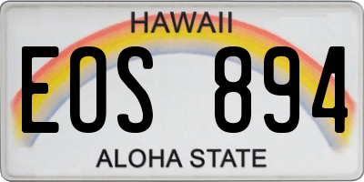 HI license plate EOS894