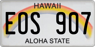 HI license plate EOS907