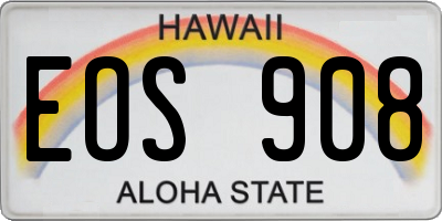 HI license plate EOS908