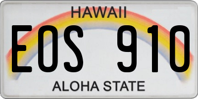 HI license plate EOS910