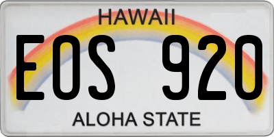 HI license plate EOS920