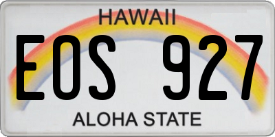 HI license plate EOS927