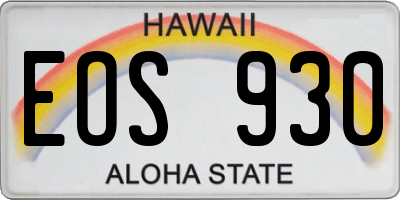 HI license plate EOS930