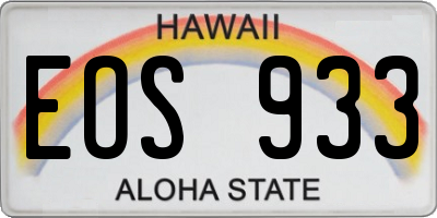 HI license plate EOS933