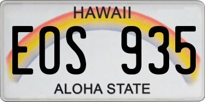 HI license plate EOS935