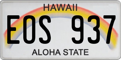 HI license plate EOS937