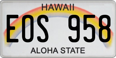 HI license plate EOS958