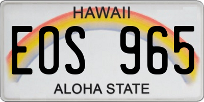 HI license plate EOS965