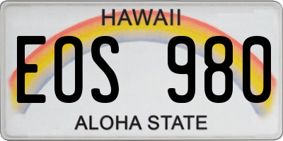 HI license plate EOS980