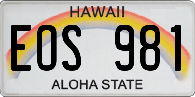 HI license plate EOS981