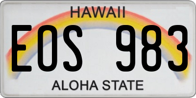 HI license plate EOS983
