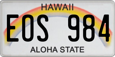 HI license plate EOS984