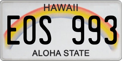 HI license plate EOS993