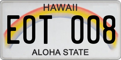 HI license plate EOT008