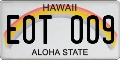 HI license plate EOT009