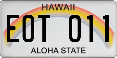 HI license plate EOT011