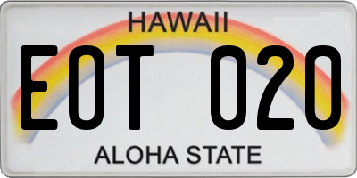HI license plate EOT020