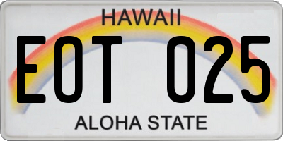 HI license plate EOT025