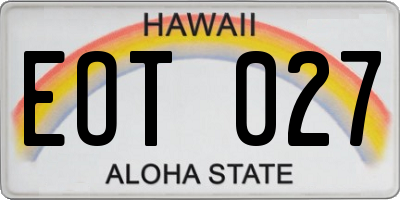 HI license plate EOT027