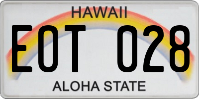 HI license plate EOT028