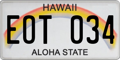 HI license plate EOT034