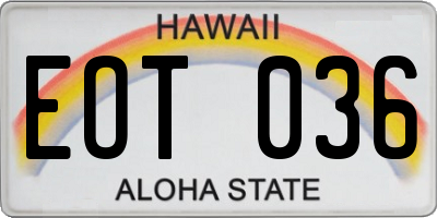 HI license plate EOT036